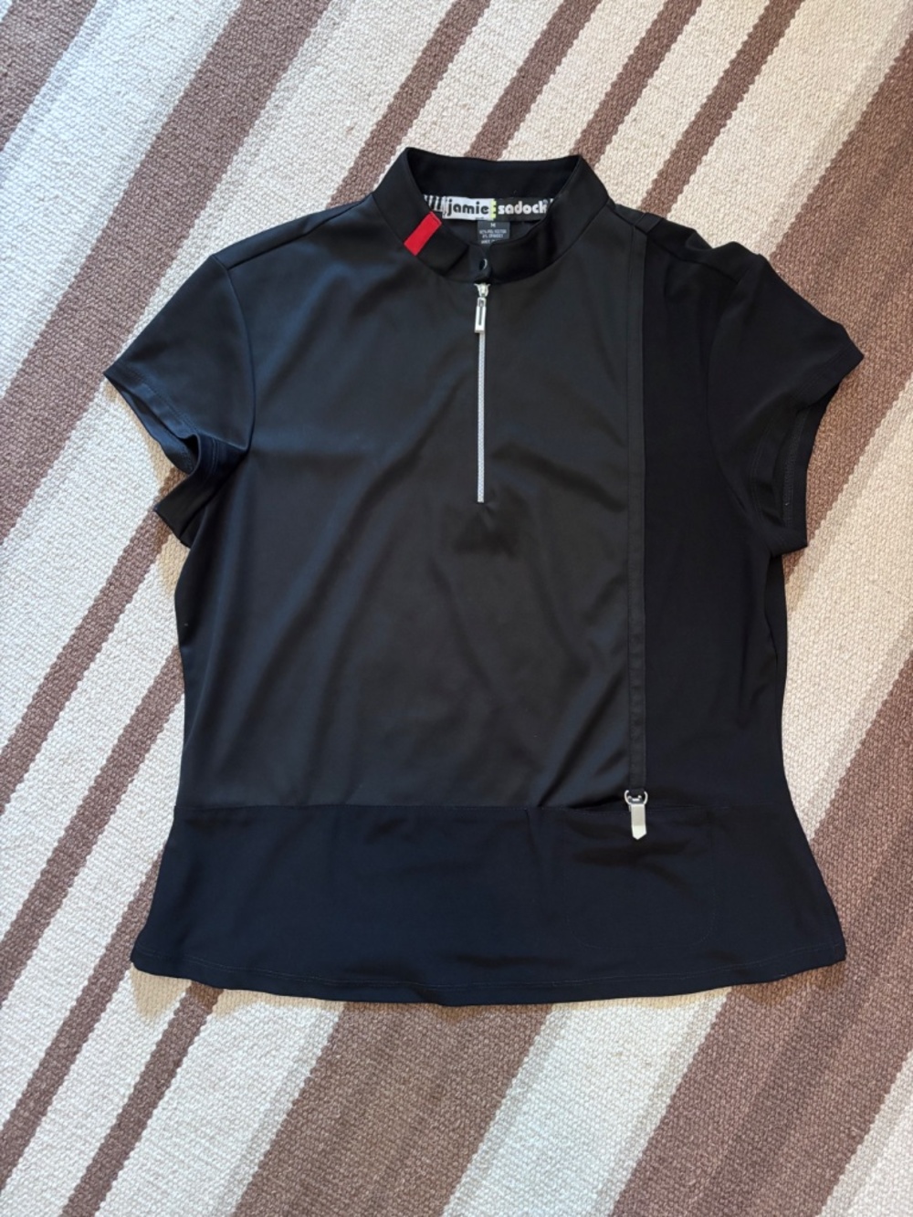Jamie Sadock Black Red Zip Golf Top M